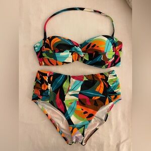 Bar III two piece Tropical Dreams swim suit.  Large bottom, X-large top. NWT